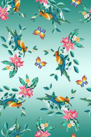 小鸟印花花型图片