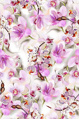 抽象手绘水彩画植物花卉数码印花印花花型图片