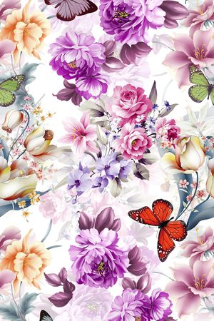 手绘花卉时尚纺织面料花型印花花型图片
