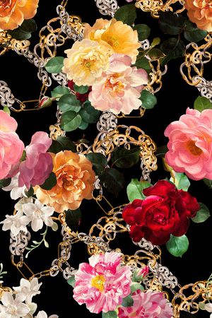 暗黑花卉、油画花卉、抽象花卉印花花型图片