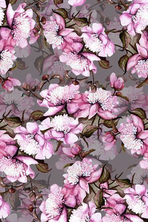 抽象手绘水彩画植物花卉数码印花印花花型图片