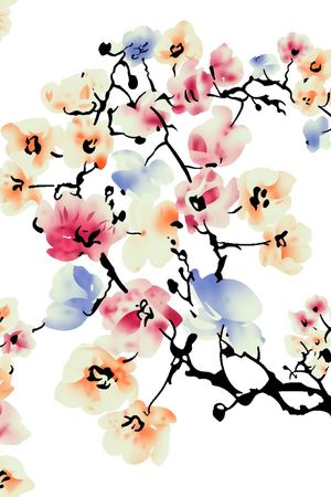 白底花卉印花花型图片