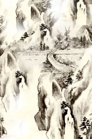 山水画印花花型图片