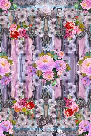 抽象花卉时尚大牌女装印花花型图片