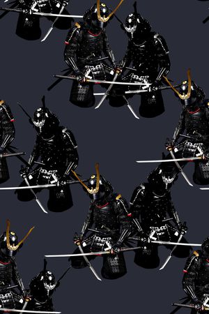 抽象手绘水彩画日本武士数码印花印花花型图片