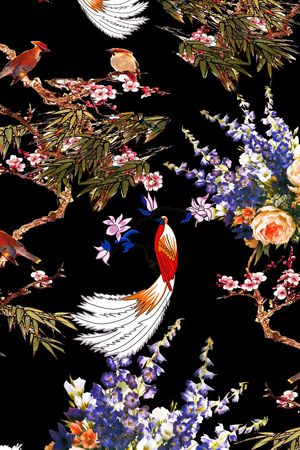 花鸟印花花型图片