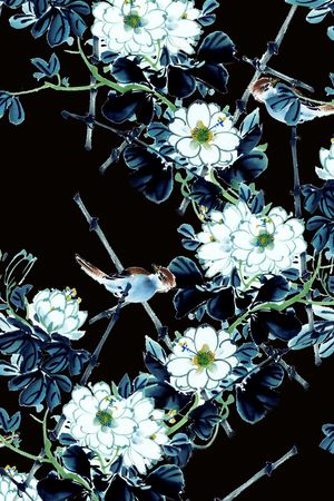 花鸟印花花型图片