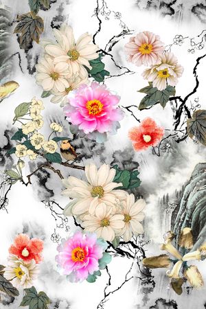 中国风印花花型图片