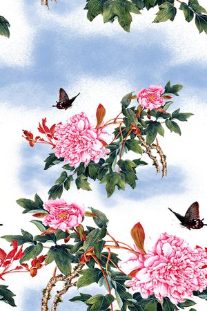 牡丹印花花型图片