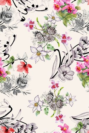 手绘印花花型图片