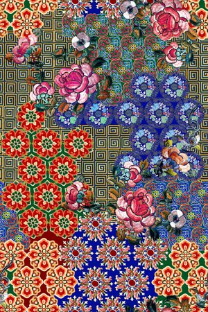 几何格子印花花型图片