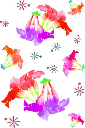 喇叭花流行时尚白色红色印花花型图片