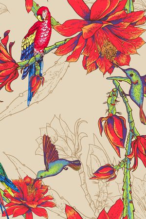 花鸟印花花型图片