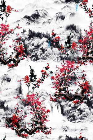 中国风印花花型图片