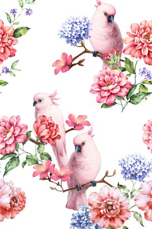 花丛中的鸟印花花型图片