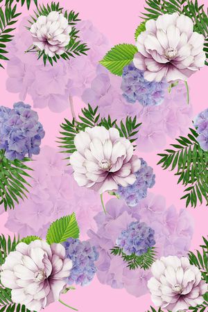 绣球花印花花型图片