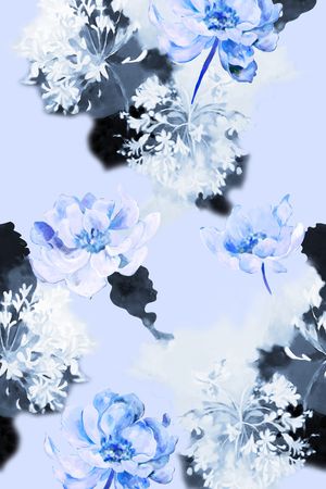 水墨画印花花型图片