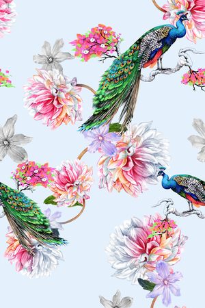 花鸟印花花型图片