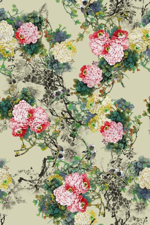 牡丹印花花型图片
