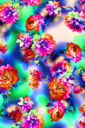 水彩印花花型图片