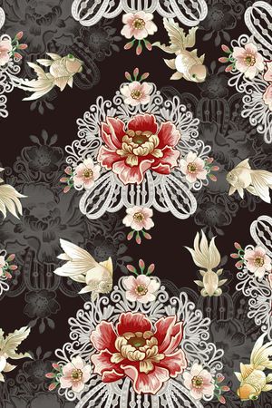 宫廷大花印花花型图片