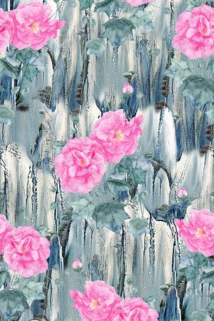 抽象手绘水彩画植物花卉数码印花印花花型图片