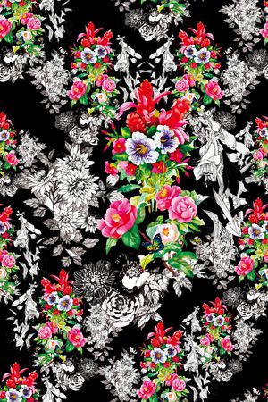 牡丹印花花型图片