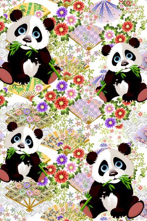 大熊猫印花花型图片