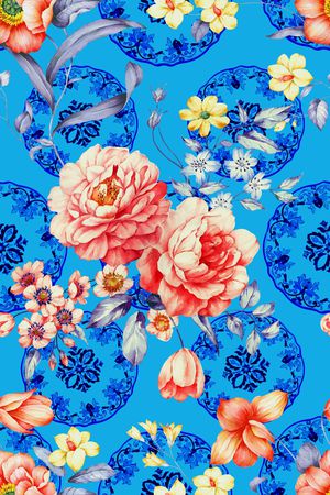 青花底纹印花花型图片