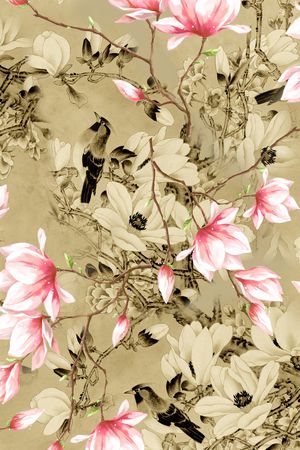 花鸟印花花型图片
