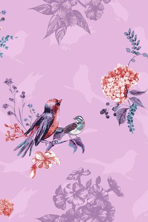 花鸟、装饰、绣球花印花花型图片