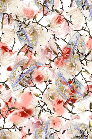 玉兰花印花花型图片