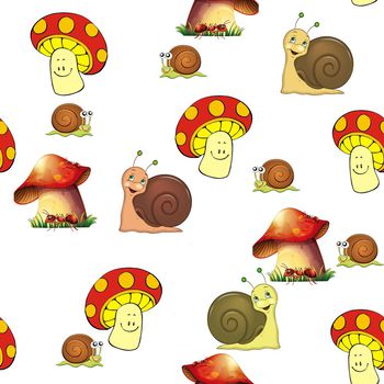 779776-蘑菇蜗牛_白