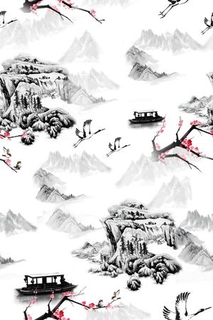 山水印花花型图片