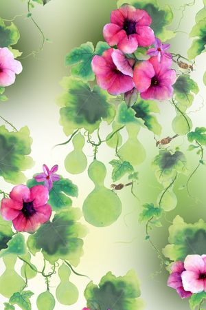 手绘花卉印花花型图片