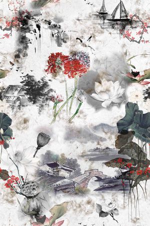 风景印花花型图片