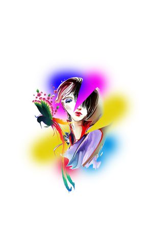 彩色鸟印花花型图片