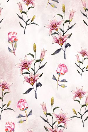 手绘花印花花型图片