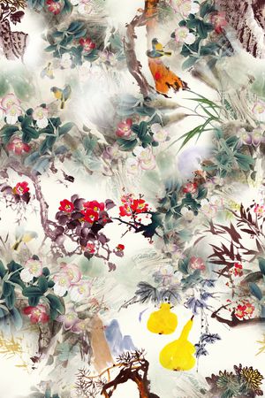 国画印花花型图片