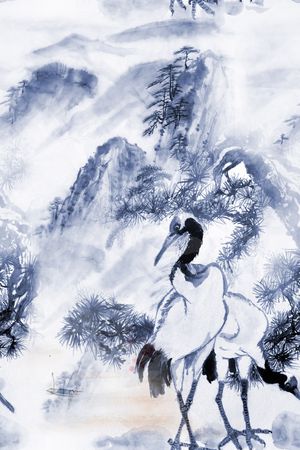山水画印花花型图片