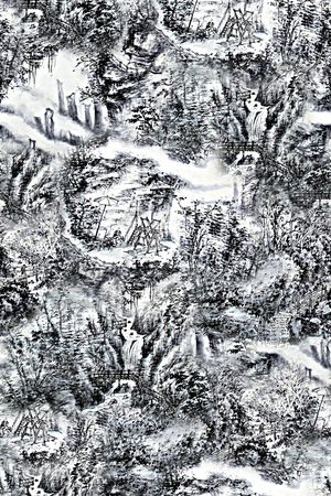 抽象手绘水墨画山水画中国风数码印花印花花型图片