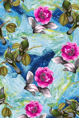 花鸟印花花型图片
