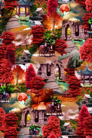 风景印花花型图片
