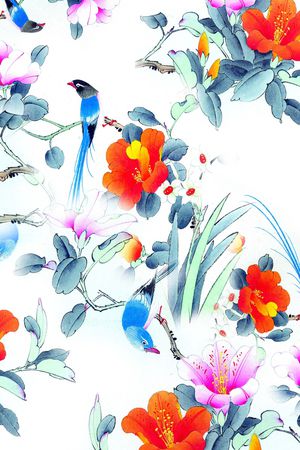 花鸟印花花型图片