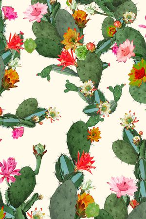 仙人掌印花花型图片