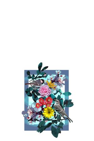 花鸟印花花型图片