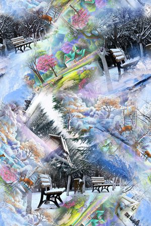 雪景印花花型图片