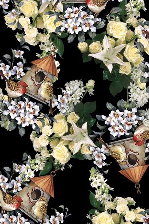 花鸟印花花型图片