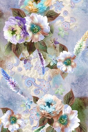 牡丹印花花型图片