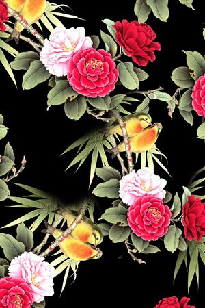 牡丹印花花型图片